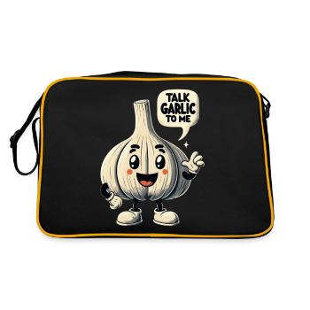 Amoureux de l’ail Jeu de mots sur l’ail Parlez-moi de l’ail - Sac Retro - noir/or - Dos