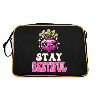 Beetroot Love - Stay Beetiful Kawaii Beets Pun - Retro Bag - black/gold - Back