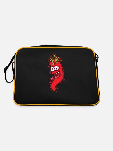 scharfe Chili Gewürz Scoville - Retro Tasche - Schwarz/Gold - Hinten
