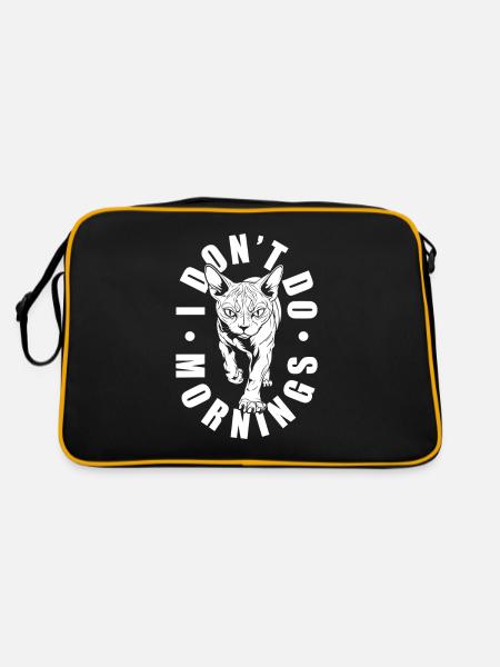 Sphynx Cat Drôle Je Ne Fais Pas De Matins - Sac Retro - noir/or - Dos
