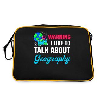 Warnung: Ich Spreche Gerne Über Geografielehrer - Retro Tasche - Schwarz/Gold - Hinten