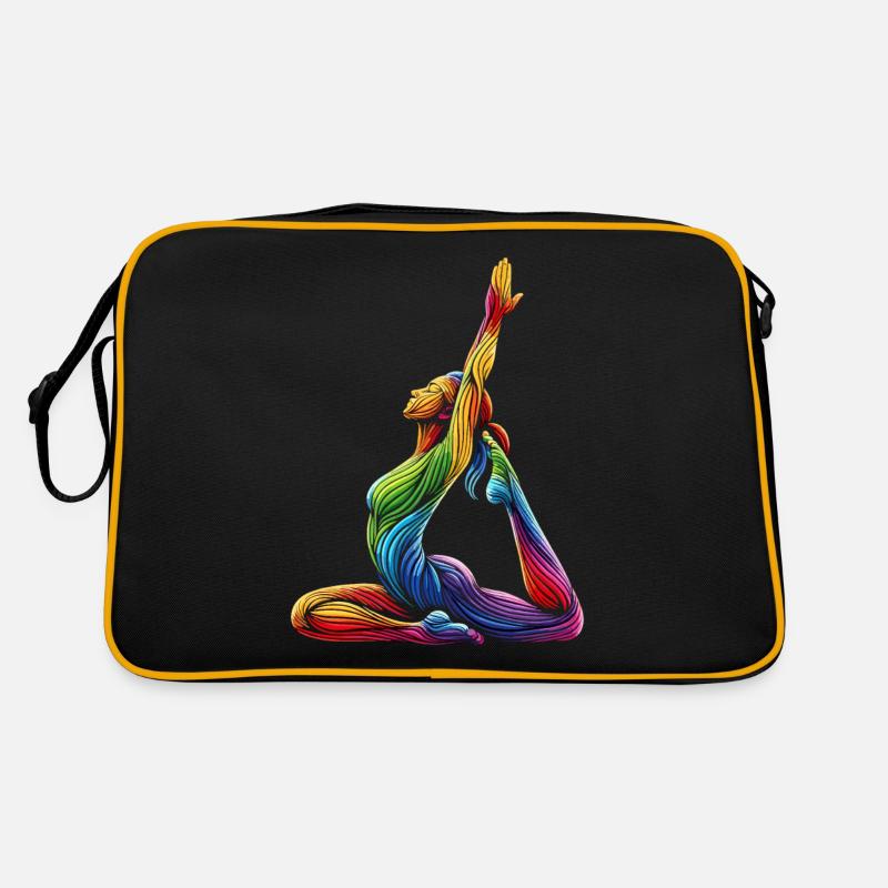 Yoga Regenbogen - Retro Tasche - Schwarz/Gold