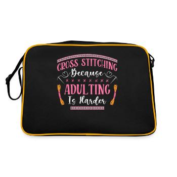Point de croix amusant avec force de broderie. - Sac Retro - noir/or - Dos