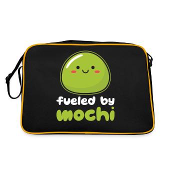 Kawaii Mochi Japanisches Dessert inspiriert - Retro Tasche - Schwarz/Gold - Hinten