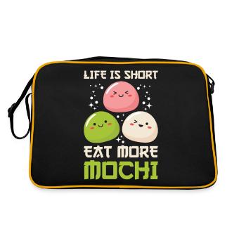 Kawaii Mochi Lover Shirt - Das Leben ist kurz Essen Sie mehr - Retro Tasche - Schwarz/Gold - Hinten