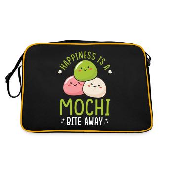 Kawaii Mochi Japan Food Lovers Niedliches Dessert Thema - Retro Tasche - Schwarz/Gold - Hinten