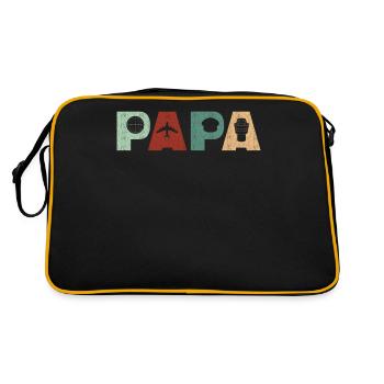 Pilot Aviation Retro Vintage Plane Father Dad - Retro Bag - black/gold - Back
