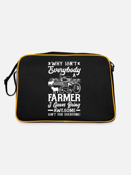 Funny Farmer Farm Farmer Gift - Retro Bag - black/gold - Back
