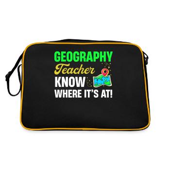 Geografielehrer Wissen, Worum Es Geht! Professur - Retro Tasche - Schwarz/Gold - Hinten