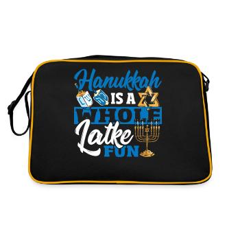 Latke Lichterfest Chanukka Schammasch Chanukka - Retro Tasche - Schwarz/Gold - Hinten