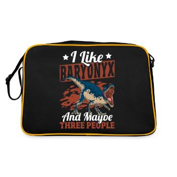 Paläontologie Dinosaurier Dino Raubtier Baryonyx - Retro Tasche - Schwarz/Gold - Hinten