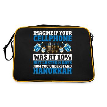 Winterurlaub Chanukka Jüdisches Chanukka Menora - Retro Tasche - Schwarz/Gold - Hinten