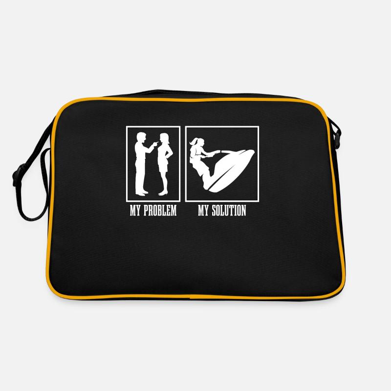Jet Skier My Problem My Solution Pictogram Mom Dad Retro Tasche