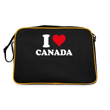 Ich liebe Kanada Herz Kanadisches Kanadisches Kanadisches Geschenk - Retro Tasche - Schwarz/Gold - Hinten