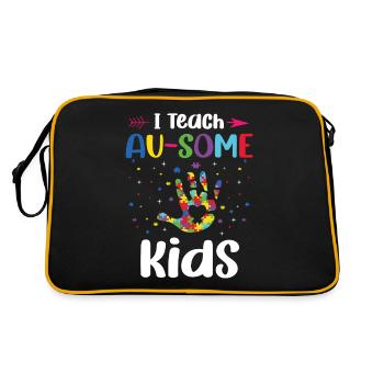 I teach au-some children, special education teachers, - Retro Bag - black/gold - Back