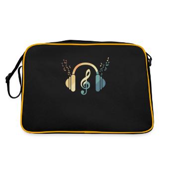 Casque, clef, musique, musique, son - Sac Retro - noir/or - Dos