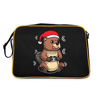 Beaver Christmas Gamer Video Game Player Gaming - Retro Bag - black/gold - Back