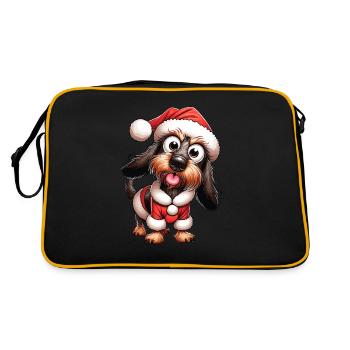 Teckel à poil dur Noël - Sac Retro - noir/or - Dos