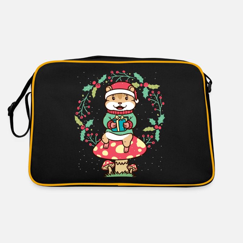 Hamster Auf Pilz Weihnachtskranz Xmas Retro Tasche