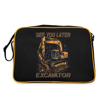 Road construction until later excavators - Retro Bag - black/gold - Back