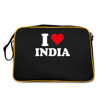 Ich liebe Indien Herz Indisch Indisch Geschenk - Retro Tasche - Schwarz/Gold - Hinten