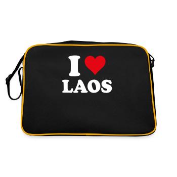 I Love Laos Heart Laotian Laotian Gift - Retro Bag - black/gold - Back