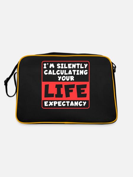 Lebenserwartung - Retro Tasche - Schwarz/Gold - Hinten