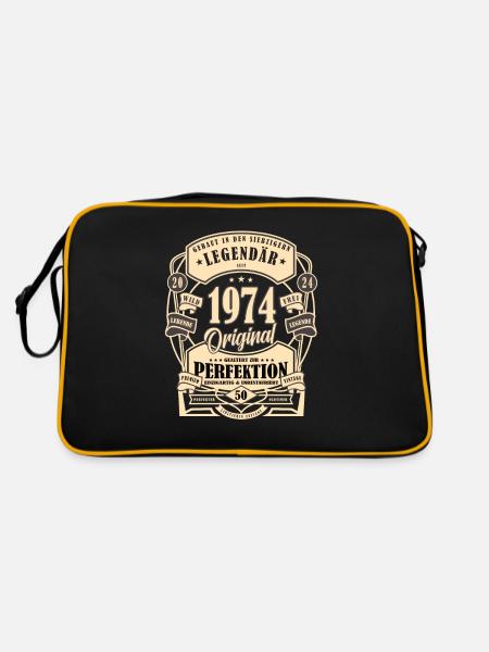 50. Geburtstag, Geschenk, Legende, Original, 1974 - Retro Tasche - Schwarz/Gold - Hinten