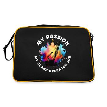 Crane Operator My Passion My Construction Vehicle - Retro Tasche - Schwarz/Gold - Hinten