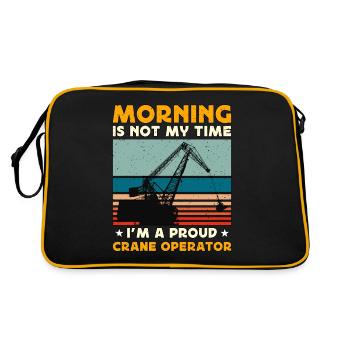 Crane Operator Morning Is Not My Time Tower Crane - Retro Tasche - Schwarz/Gold - Hinten