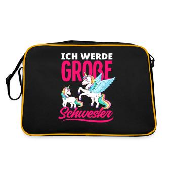 Ich werde große Schwester - Retro Tasche - Schwarz/Gold - Hinten