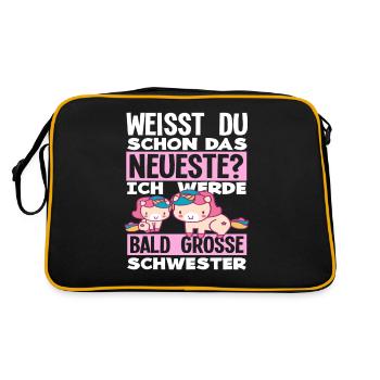 Ich werde Bald große Schwester Geburt Schwanger - Retro Tasche - Schwarz/Gold - Hinten