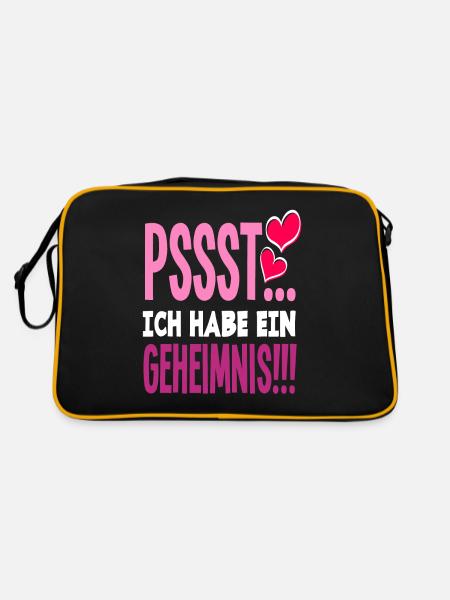 Geheimnis Ich werde große Schwester Schwanger - Retro Tasche - Schwarz/Gold - Hinten