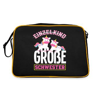Kein Einzelkind Ich werde große Schwester - Retro Tasche - Schwarz/Gold - Hinten