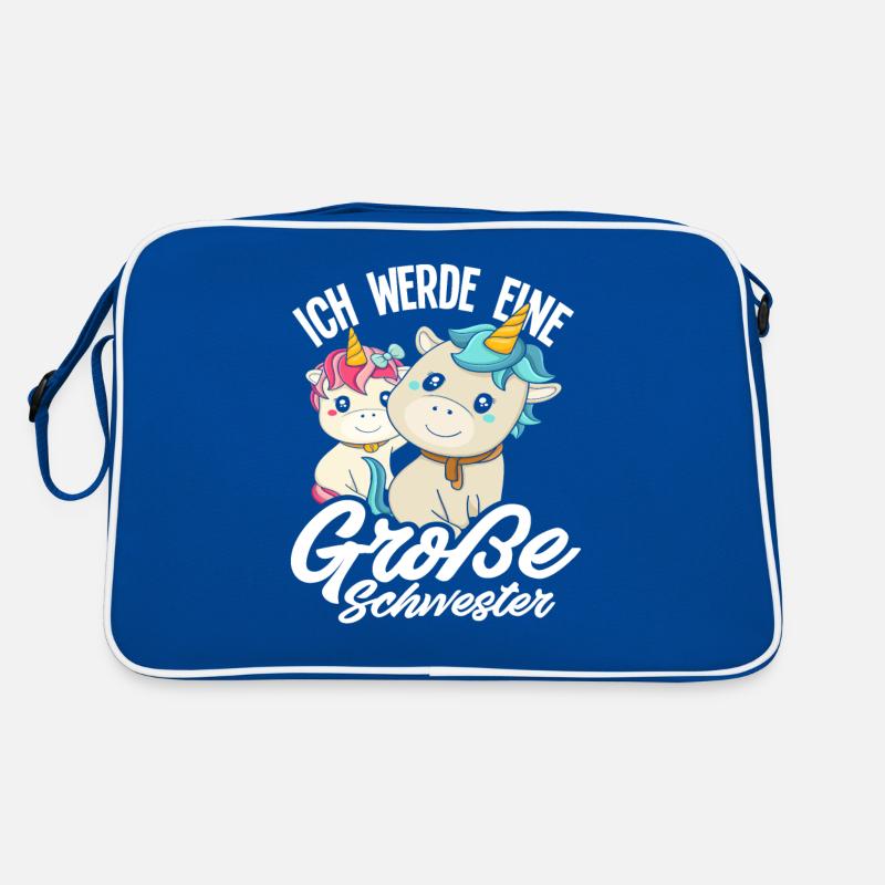 Ich werde große Schwester Einhörner Geschenkidee Retro Tasche