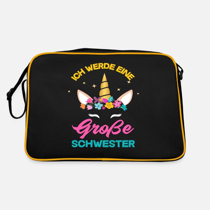 Einhorn Ich werde eine große Schwester Retro Tasche