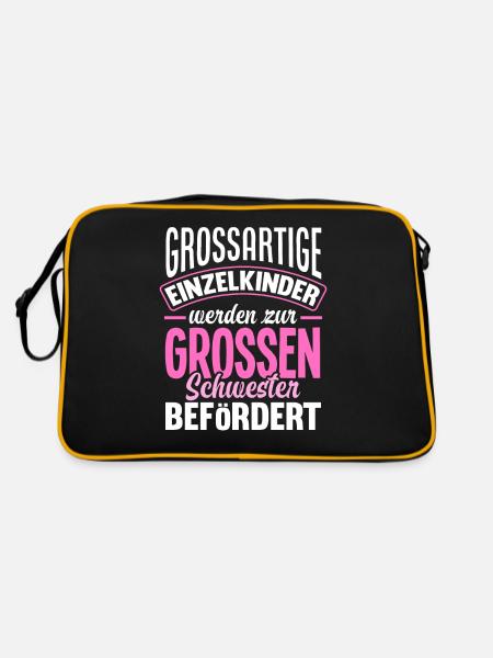 Ich Werde Große Schwester Geburt Nachwuchs Tochter - Retro Tasche - Schwarz/Gold - Hinten