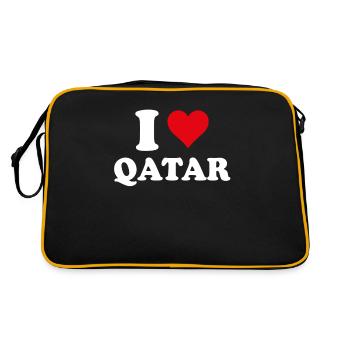 I Love Qatar Coeur Cadeau Qatari - Sac Retro - noir/or - Dos