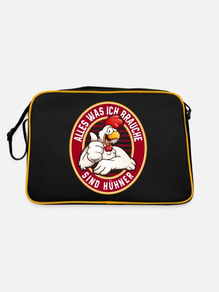 Hühnerhalter Hühnerliebhaber Hühnerzüchter - Retro Tasche - Schwarz/Gold - Hinten