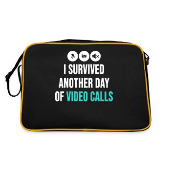 Remote Worker Funny Idea Video Calls Meetings - Retro Bag - black/gold - Back