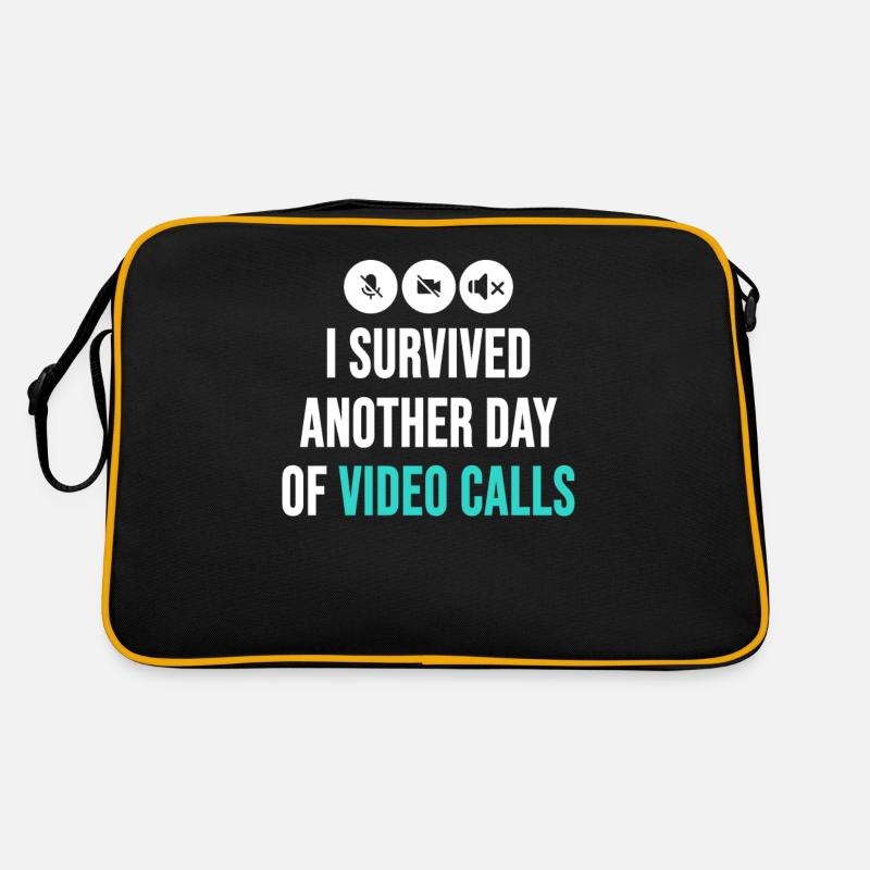 Remote-Mitarbeiter Lustige Idee Videoanrufe Besprechungen Retro Tasche