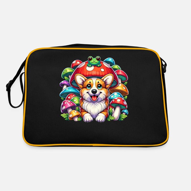 Cottagecore Corgi and Frog Fantasy Forest Retro Bag
