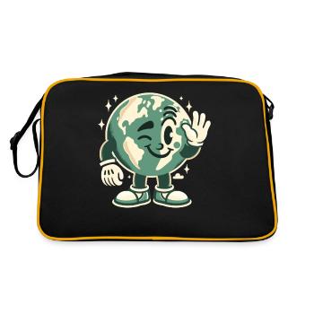 Earth Maskottchen 50er Jahre Retro-Stil - Retro Tasche - Schwarz/Gold - Hinten