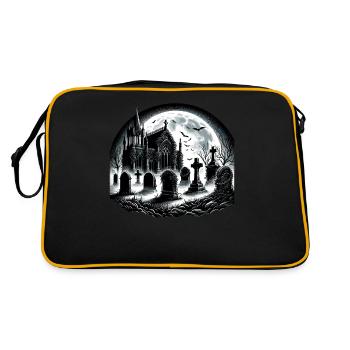 Moonlit Gothic Graveyard: Eerie Night Scene - Retro Bag - black/gold - Back