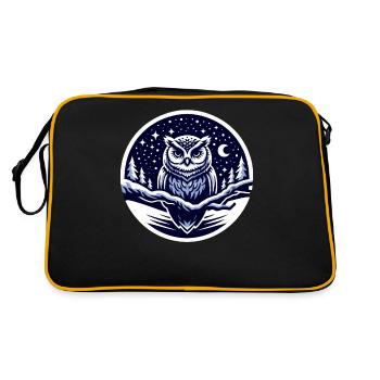 Tranquil Owl Night: Starry Winter Elegance - Retro Bag - black/gold - Back