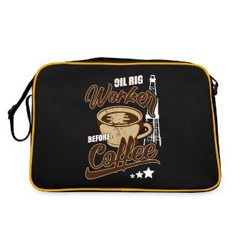 Travailleur de la plate-forme pétrolière avant le forage pétrolier amateur de café - Sac Retro - noir/or - Dos