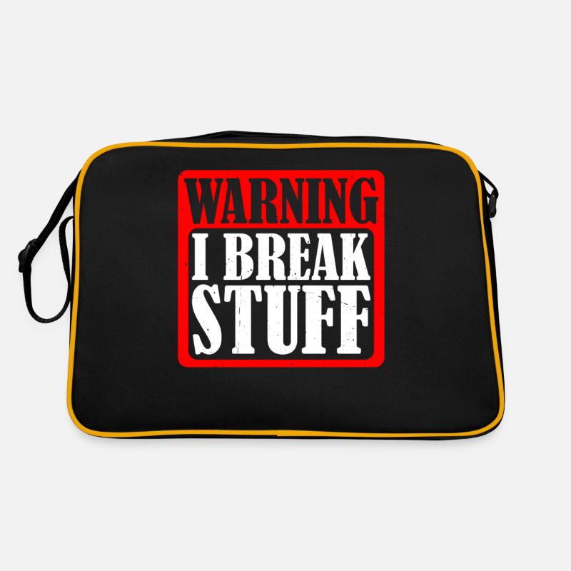 Warning I Break Stuff 5 Retro Tasche
