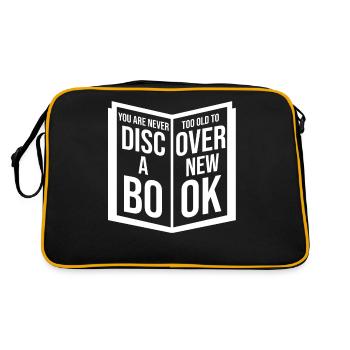 Man ist nie zu alt, um ein neues Buch zu entdecken - Retro Tasche - Schwarz/Gold - Hinten