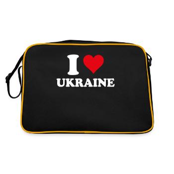 Ich liebe Ukraine Herz Ukrainisches Ukrainisches Geschenk - Retro Tasche - Schwarz/Gold - Hinten