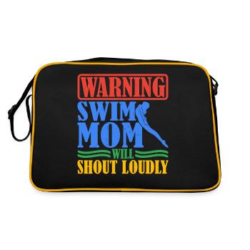 Warning Swim Mom Will Shout Loudly 6 - Retro Bag - black/gold - Back